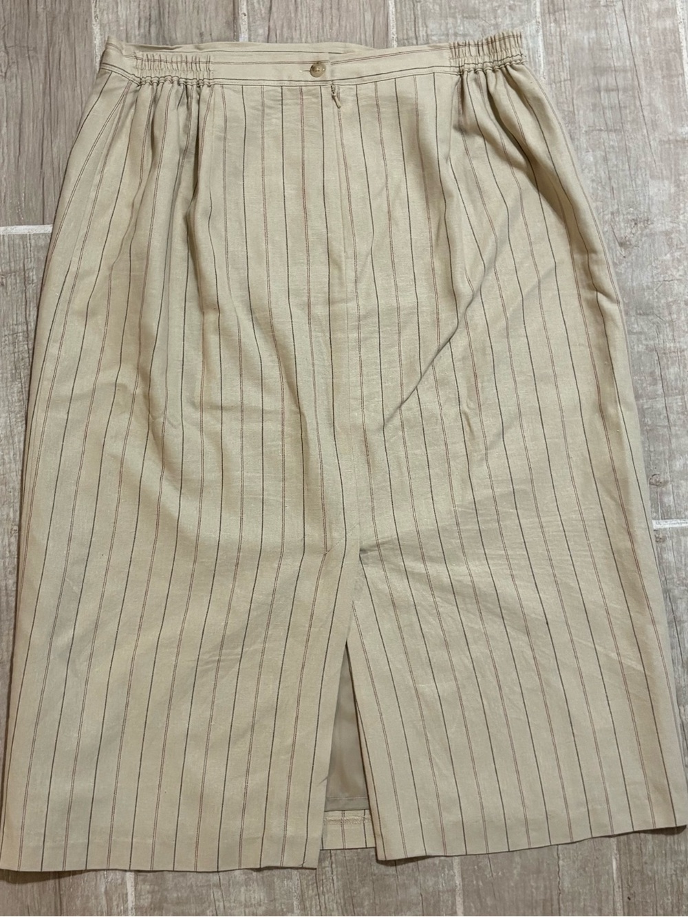Jessica London Cream Pinstripe Trousers with Subtle Brown Stripes